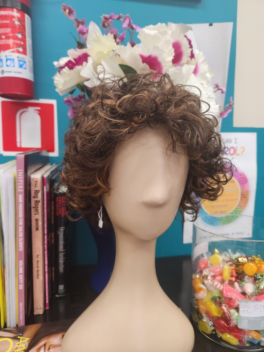 Short Curly Handmade 100% Remi Human Custom Color  Wig - Natural Brown Tones